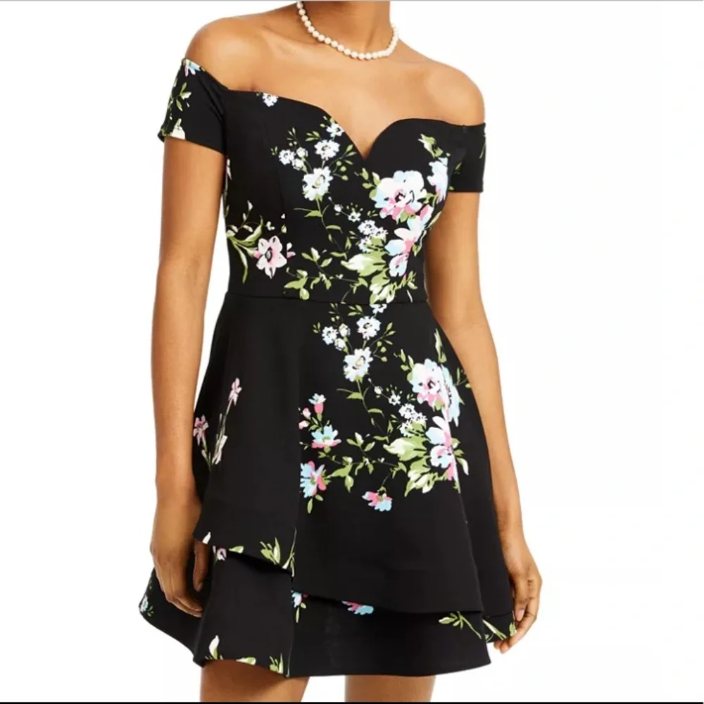 monique lhuillier printed lace mini dress Lace Floral Corseted Dress 6 / Floral Multi main image 1